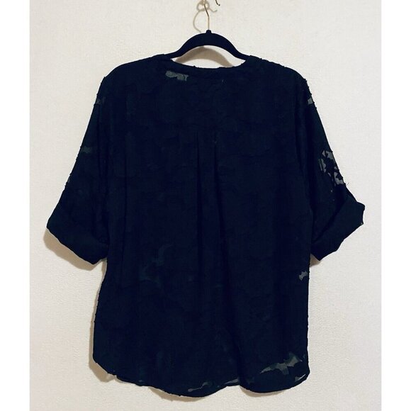 Torrid Top Womens 1X Black Harper Sheer Floral Popover 3/4 Sleeve Whimsigoth - Picture 4 of 9